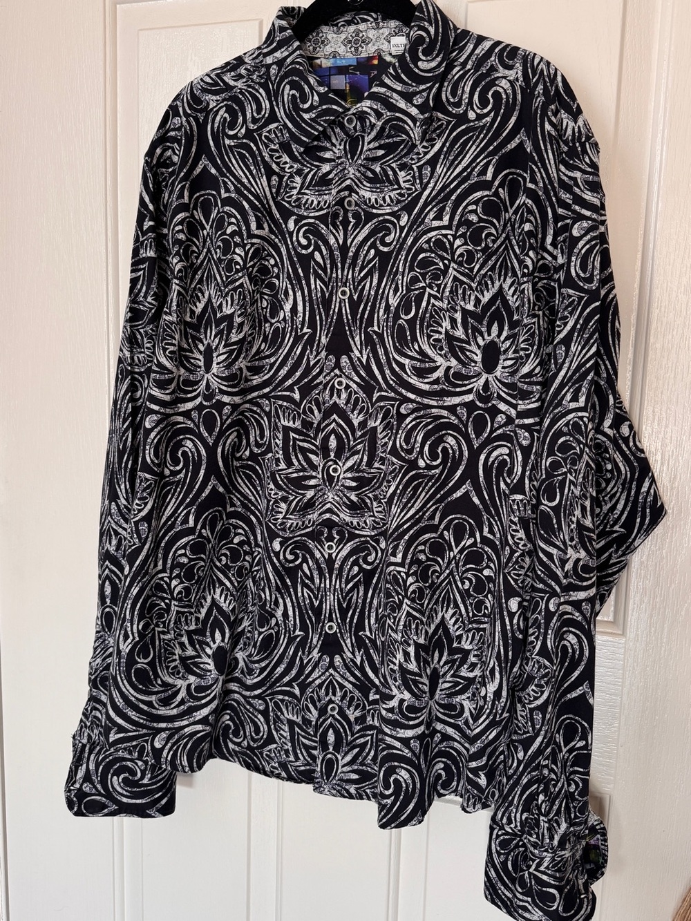 Robert Graham Black White Paisley Button Down Shirt 1XLT Altered